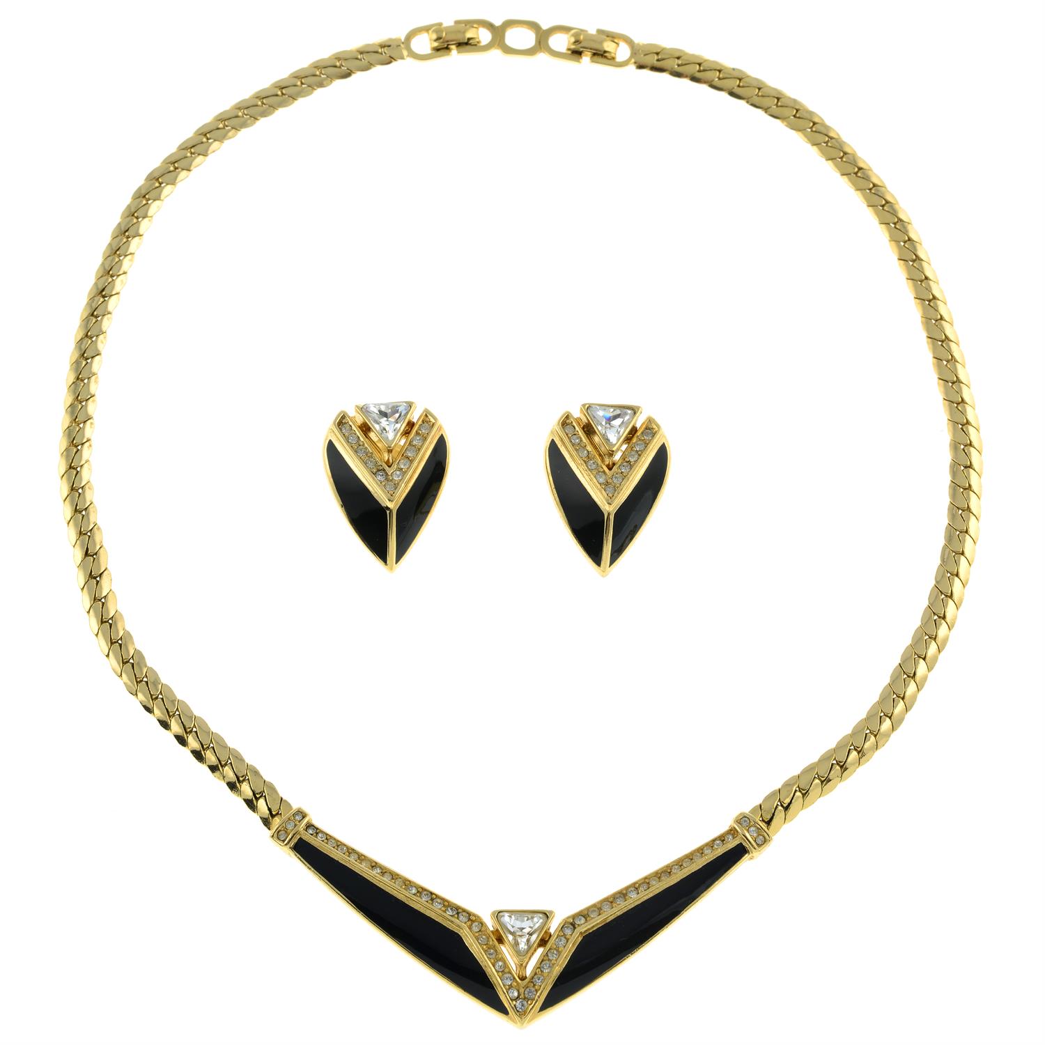 Christian Dior - necklace and clip on earring set.