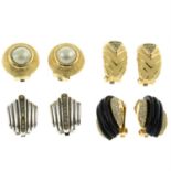 Christian Dior - four pairs of clip on earrings.