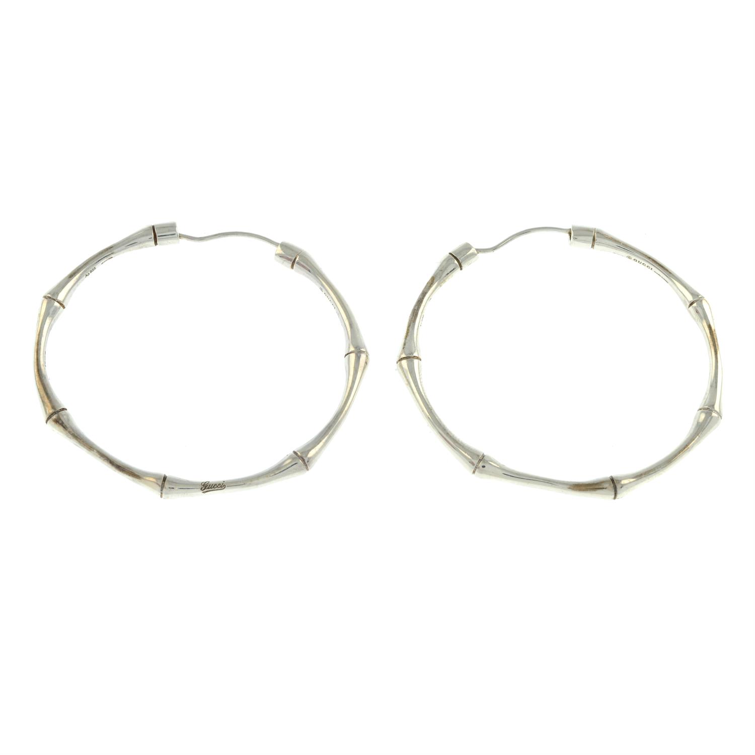 Gucci - silver Bamboo hoop earrings. - Image 2 of 3