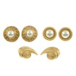 Christian Dior - three pairs of clip on earrings.