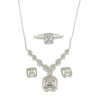 Diamond necklace, ring & earrings
