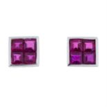 Platinum ruby stud earrings