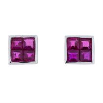 Platinum ruby stud earrings
