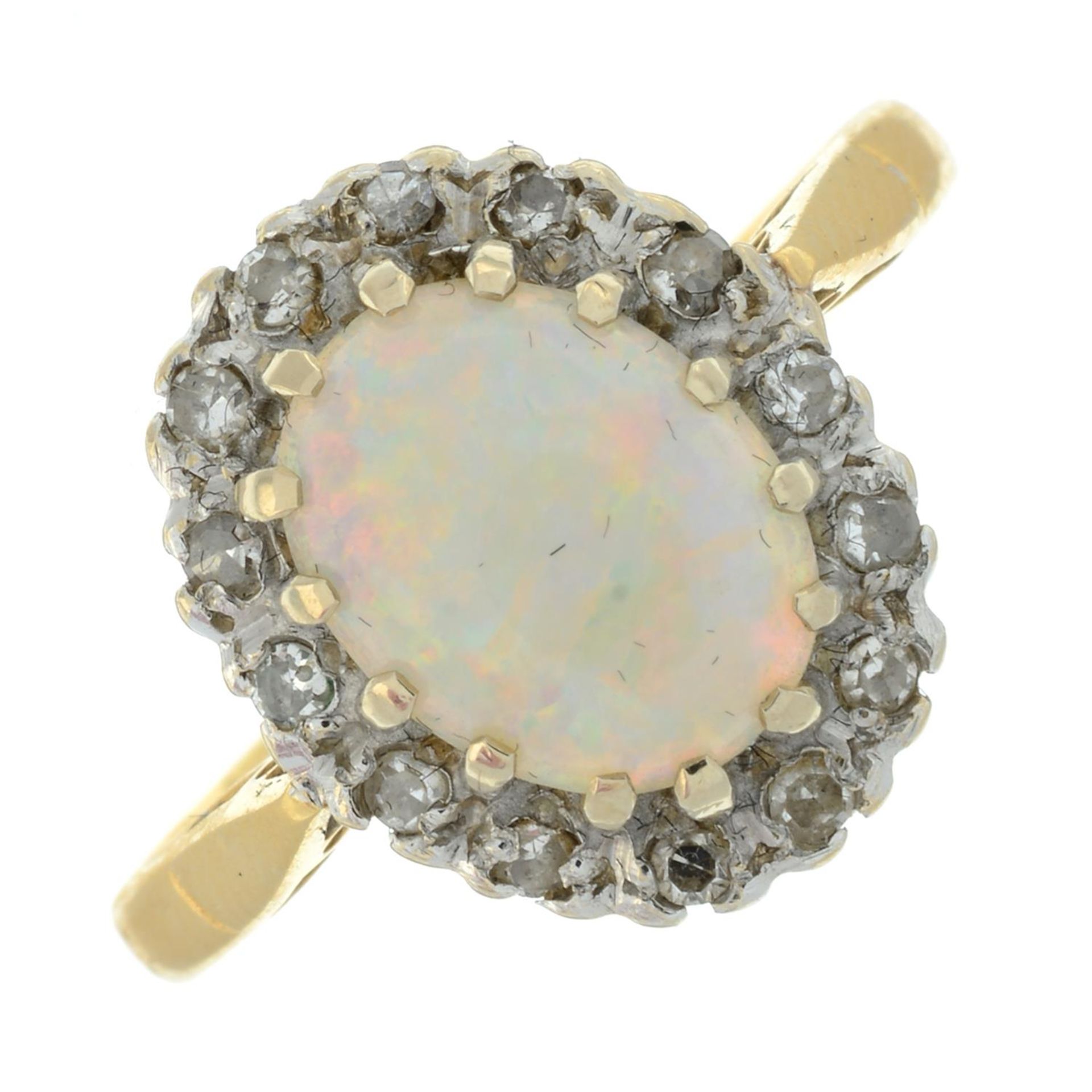 18ct gold opal & diamond cluster ring