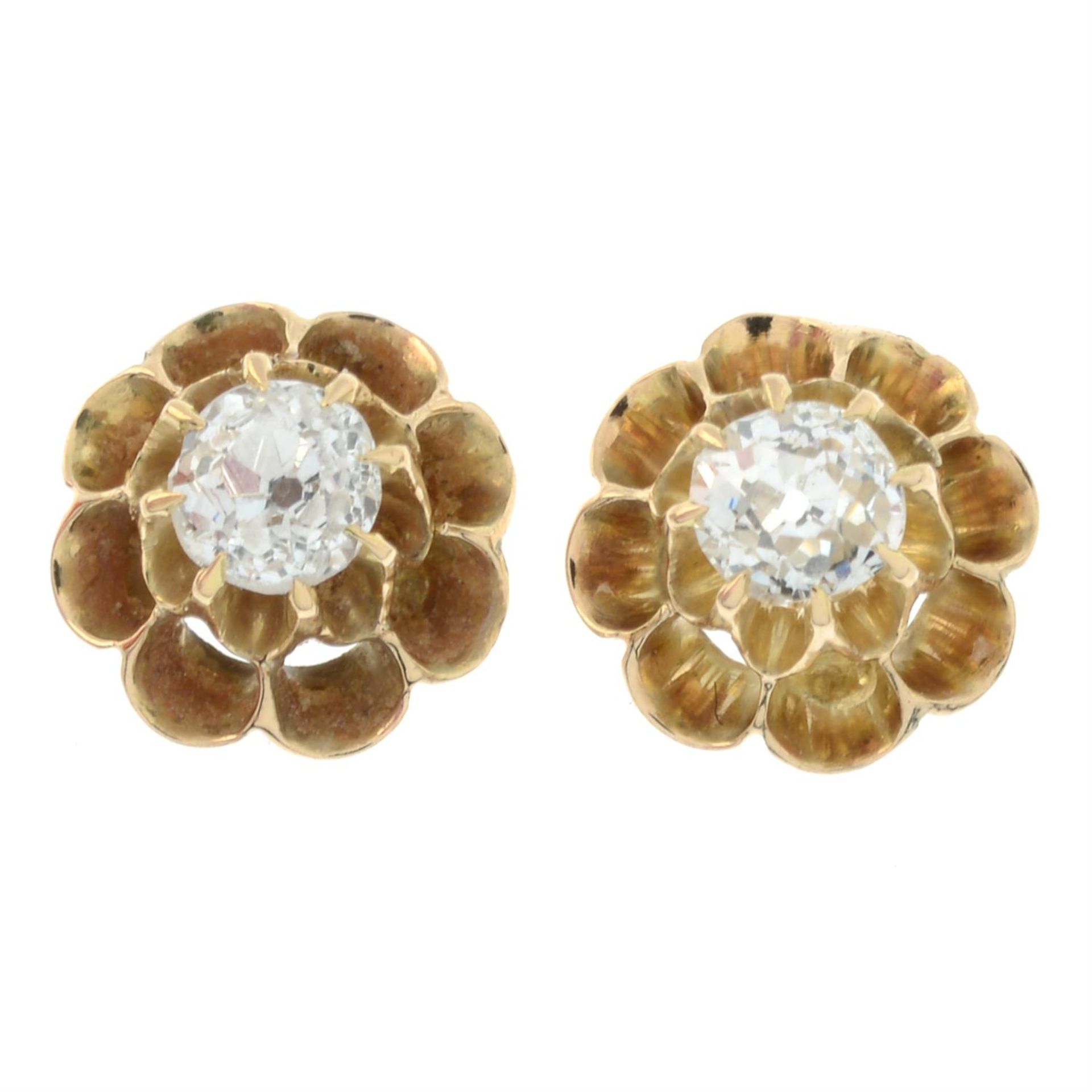 Early 20th century gold diamond earrings