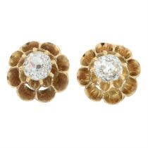 Early 20th century gold diamond earrings