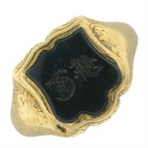 Early 20th century gold bloodstone signet ring