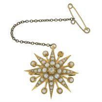 Early 20th century split pearl & diamond brooch