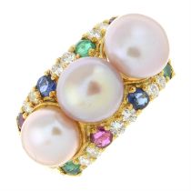 Multi-gem dress ring