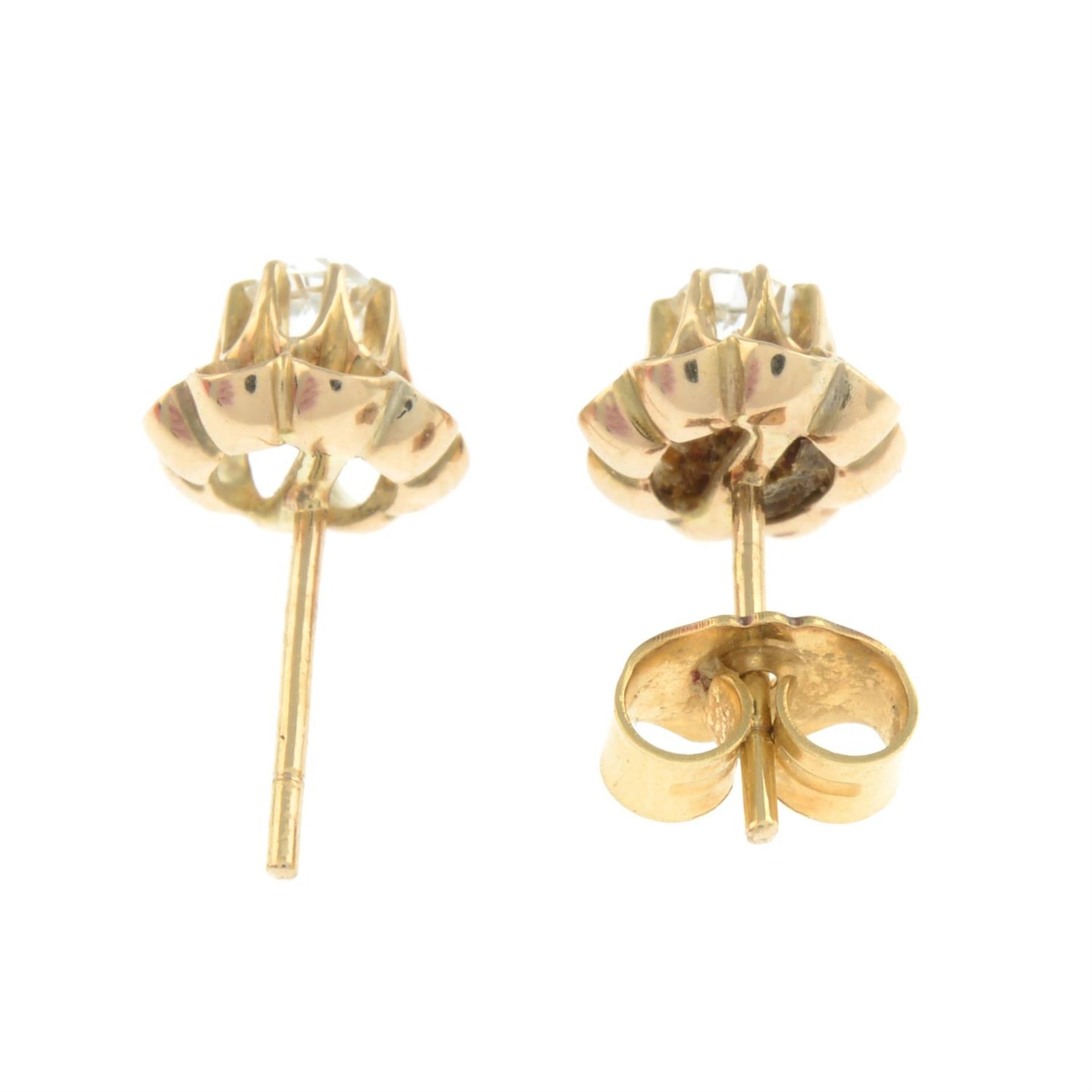 Early 20th century gold diamond earrings - Image 2 of 2
