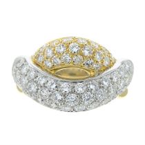 18ct gold pave-set diamond crossover ring