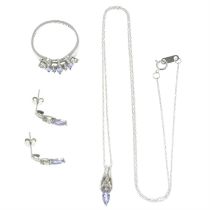 Iolite & diamond jewellery set