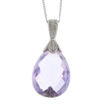 Amethyst pendant, with 9ct gold chain