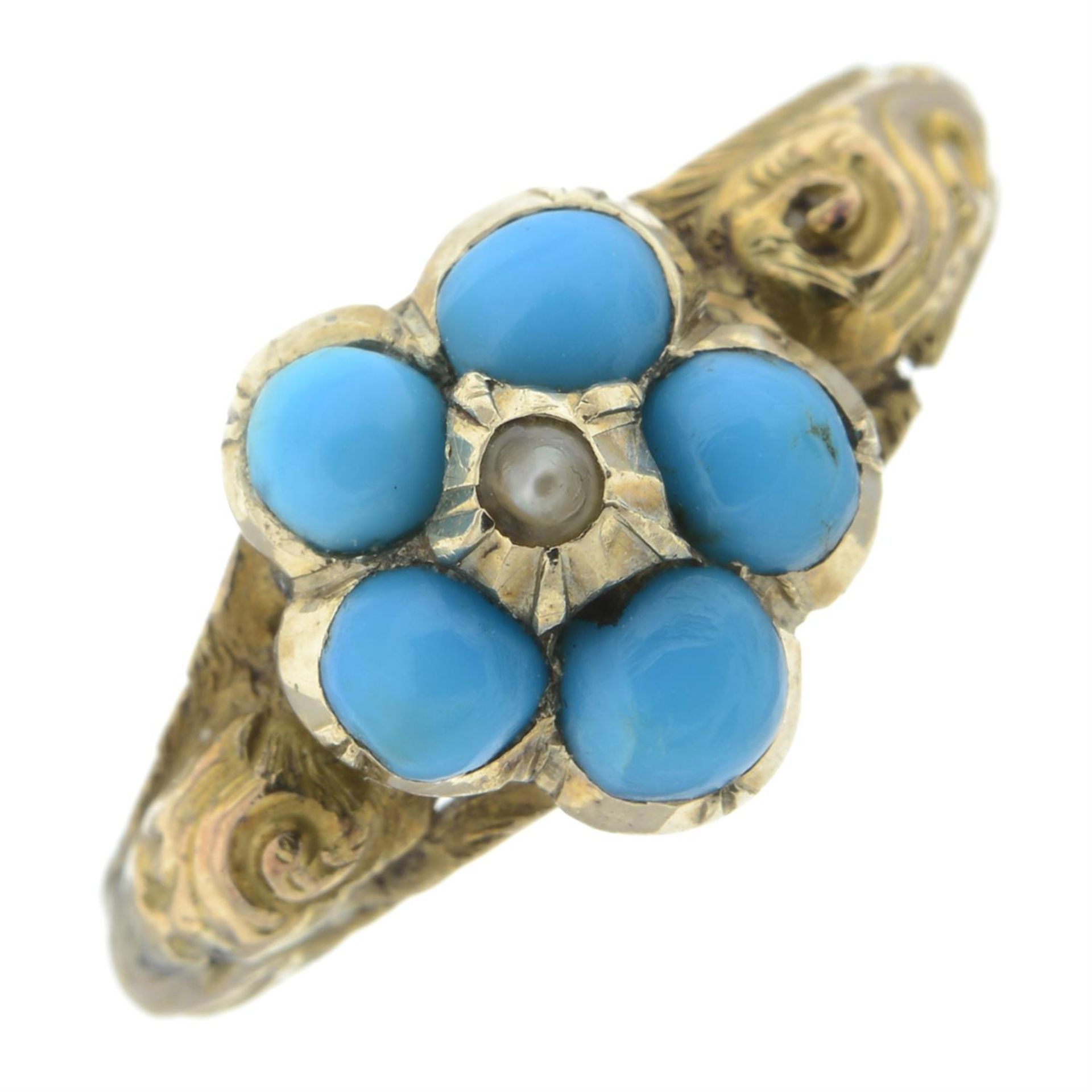 Victorian turquoise & diamond dress ring