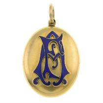 Victorian gold & enamel monogram locket pendant