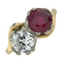 Diamond & synthetic ruby ring