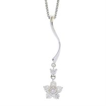 18ct gold diamond floral pendant with chain