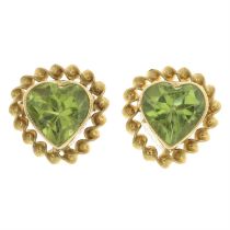 9ct gold peridot heart earrings