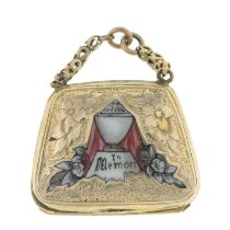 Victorian gold & enamel purse memorial pendant