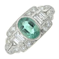 Emerald & diamond cluster ring