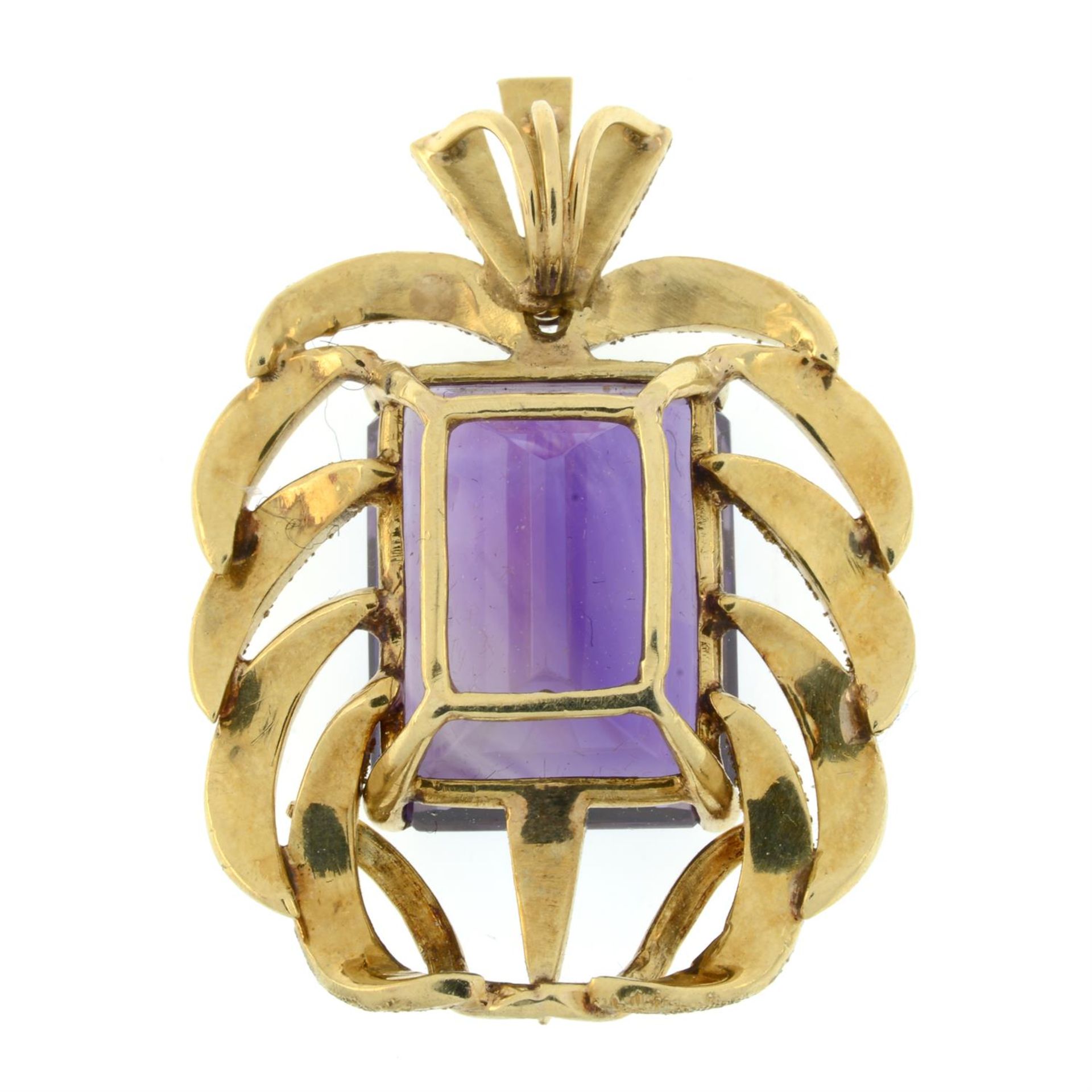 An amethyst and single-cut diamond pendant. - Image 2 of 2