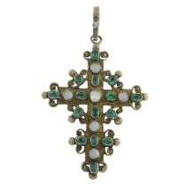 Early 20th century garnet & mother-of-pearl cross