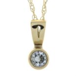 Diamond single-stone pendant, with chain.