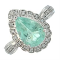 Emerald & diamond cluster ring