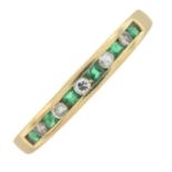 Diamond & emerald half eternity ring