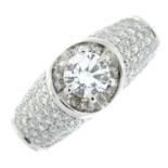 Diamond single-stone dress ring, with diamond shoulders