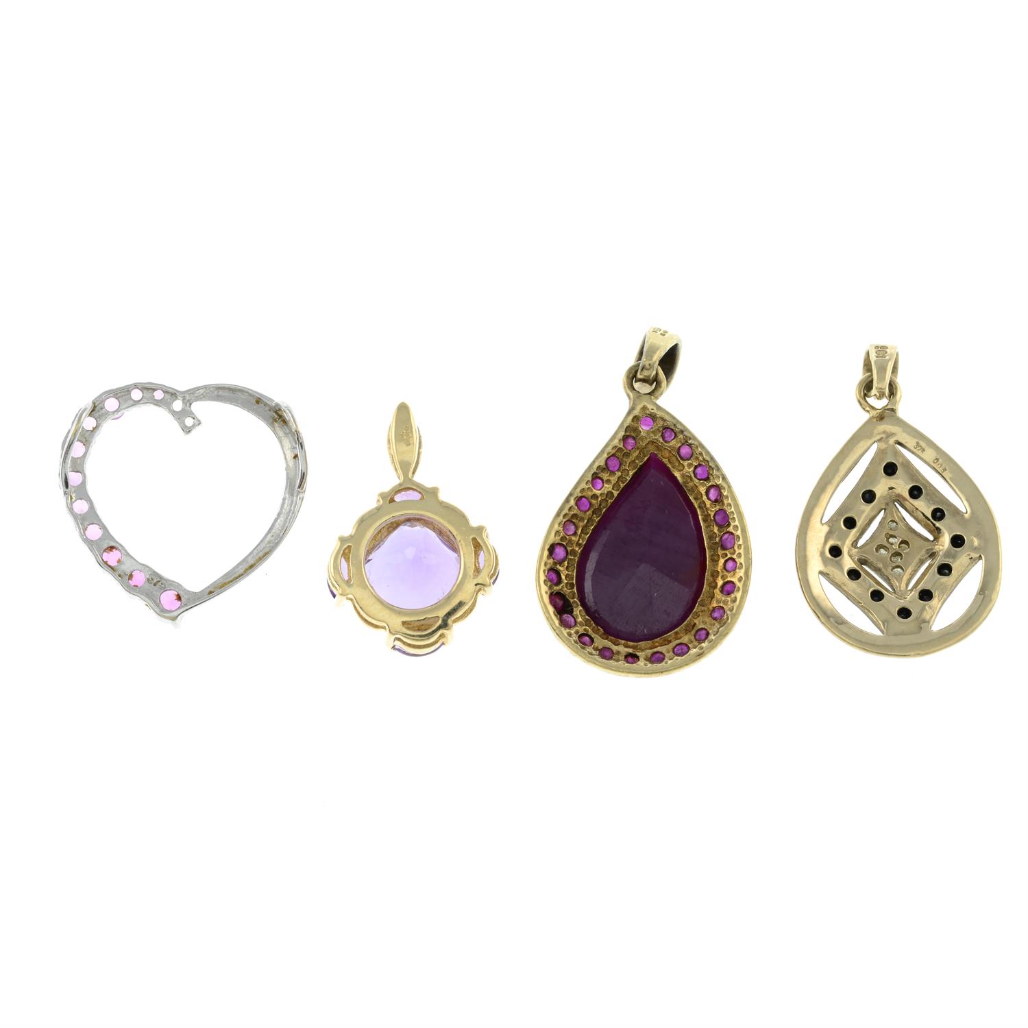 Four 9ct gold gem-set pendants - Image 2 of 2