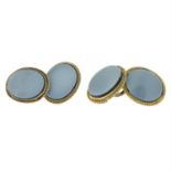 Oval-shape agate cufflinks