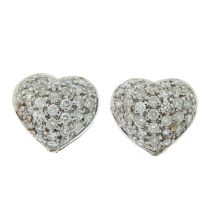 Pave-set diamond heart-shape cluster earrings