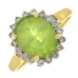 18ct gold peridot & diamond cluster ring