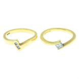 Two 18ct gold diamond rings.