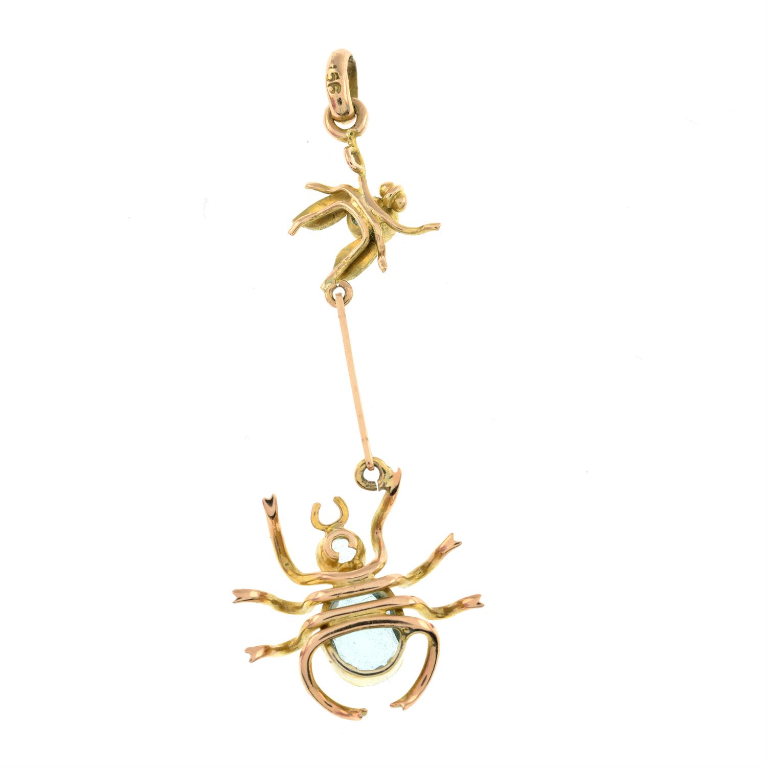 Early 20th century paste spider & fly pendant - Image 2 of 2
