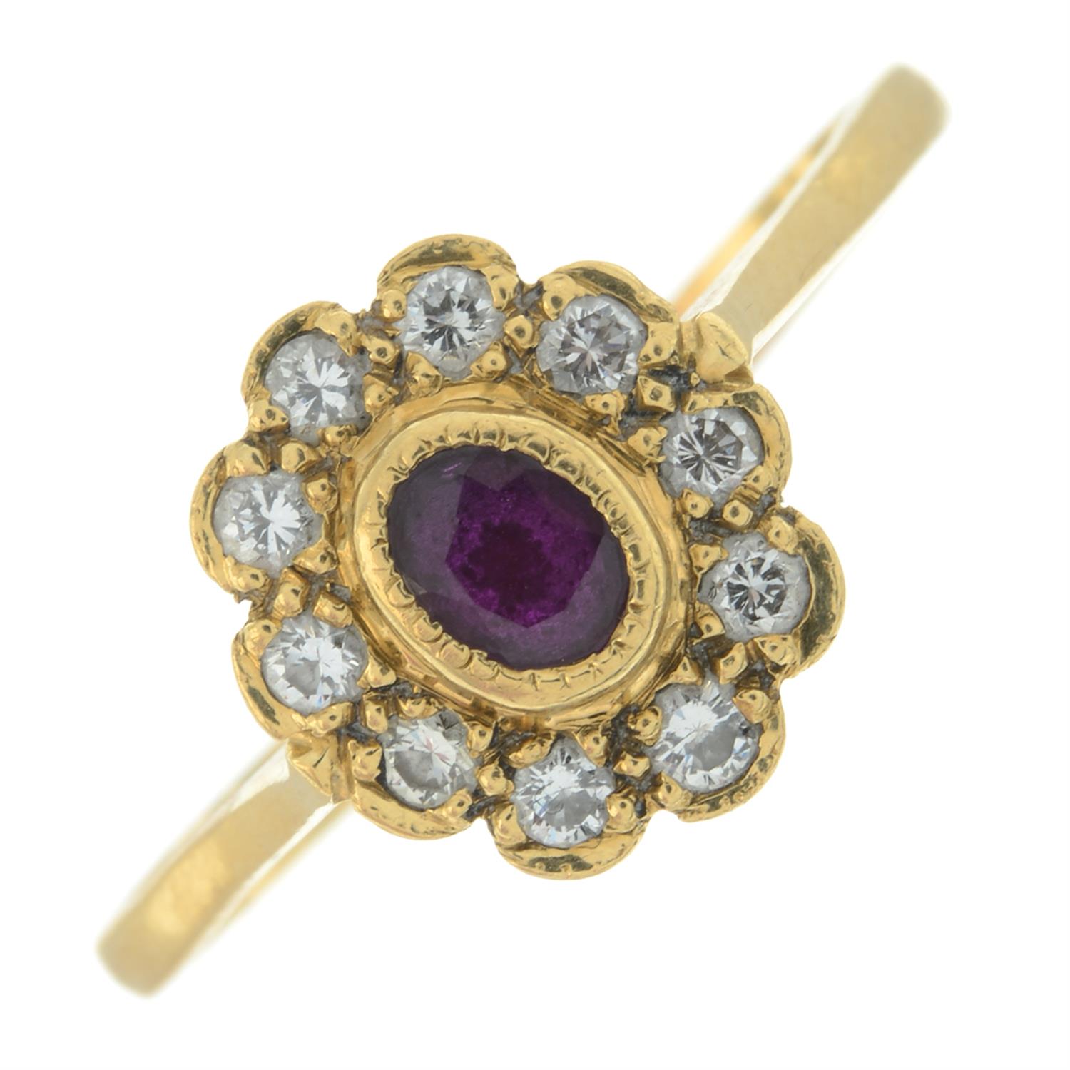 18ct gold ruby & diamond cluster ring