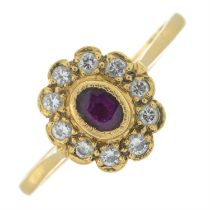 18ct gold ruby & diamond cluster ring
