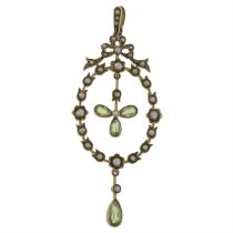 Edwardian peridot & split pearl pendant