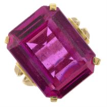 Synthetic ruby cocktail ring