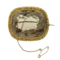 Late 19th century smoky quartz brooch