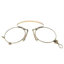 Late 19th century gold pince-nez glasses