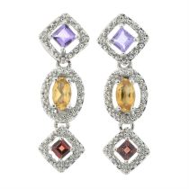 9ct gold gem cluster earrings