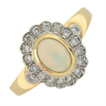 18ct gold diamond & opal ring