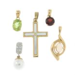 Five gem pendants