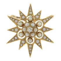 Early 20th century split pearl & diamond brooch