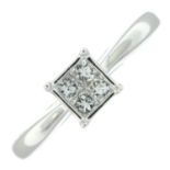 9ct gold square-shape diamond cluster ring