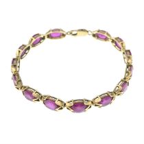 A 9ct gold ruby bracelet.