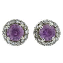 Pink sapphire & diamond cluster earrings