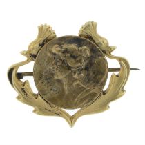 Art Nouveau medallion brooch